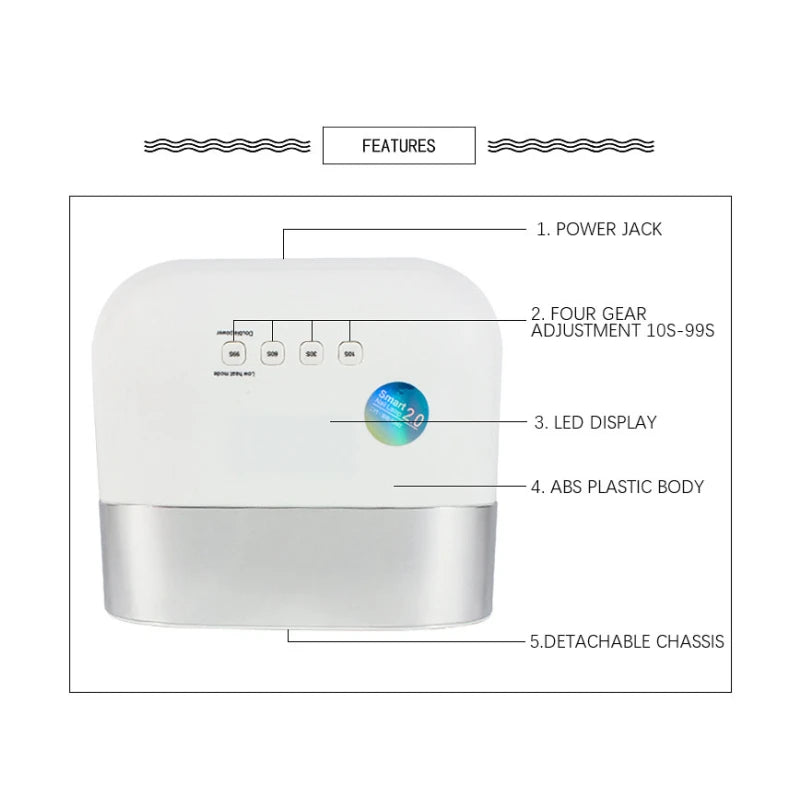 SUNUV SUN3 Nail Dryer Smart 2.0 48W UV LED Lamp Nail with Smart Timer Memory Nail Drying Machine Invisible Digital Timer Display