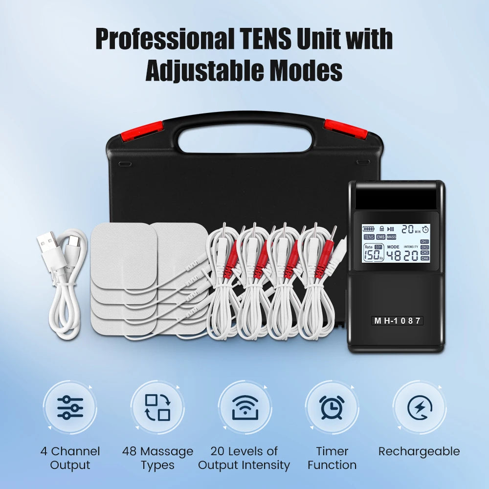Máquina EMS TENS - Estimulador Terapia Muscular Elétrica Fisioterapia Massagem Costas Pescoço