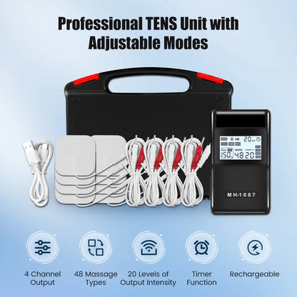 Máquina EMS TENS - Estimulador Terapia Muscular Elétrica Fisioterapia Massagem Costas Pescoço