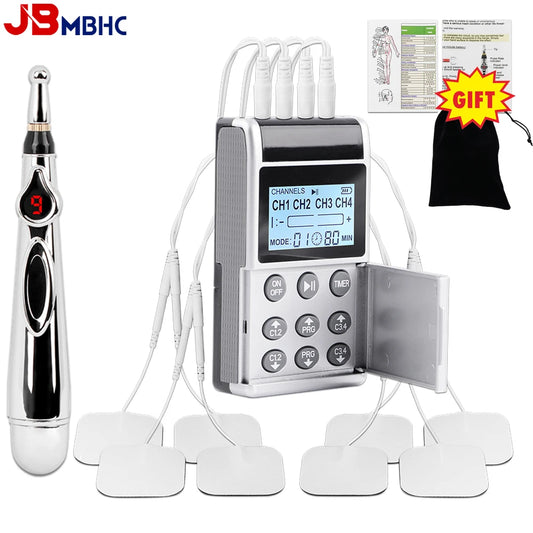 Estimulador Muscular Elétrico EMS 15 Modos - TENS 20 Níveis Fisioterapia Massagem Corporal + Caneta