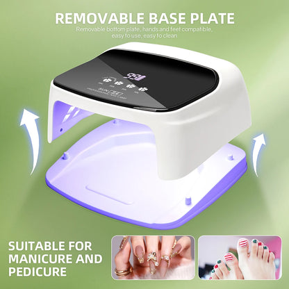 Lâmpada Profissional para Unhas 288W para Curar Gel Recarregável Lâmpada UV LED para Unhas Sem Fio 66LEDS Lâmpada de Secagem de Unhas com 4 Configurações de Temporizador