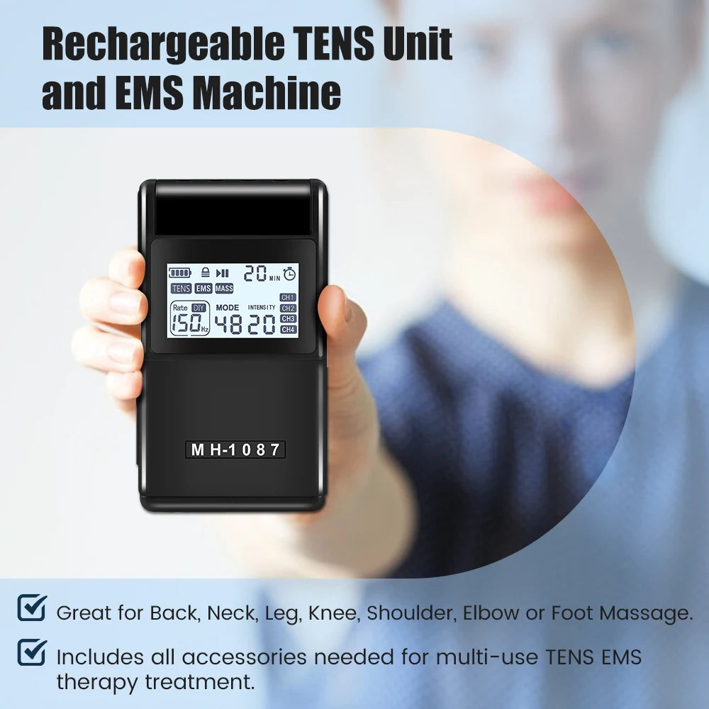 Máquina EMS TENS - Estimulador Terapia Muscular Elétrica Fisioterapia Massagem Costas Pescoço