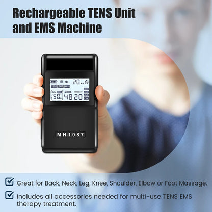 Máquina EMS TENS - Estimulador Terapia Muscular Elétrica Fisioterapia Massagem Costas Pescoço