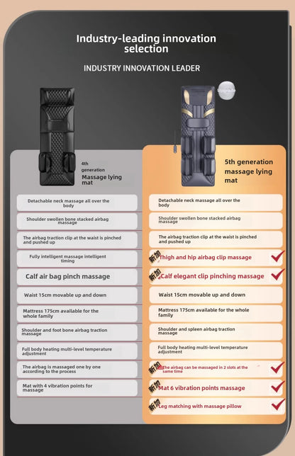 Upgrade Large Area Vibration Airbag Swing Heated Neck Massager Full Body Massage Mat Mattress Traction Lumbar with Remote Contro