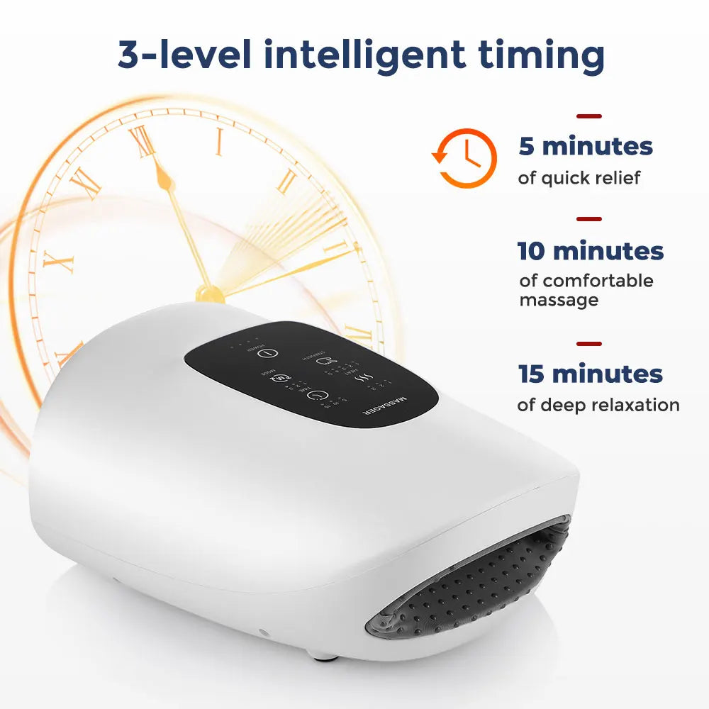 Massageador Inteligente de Mãos Sem Fios - Pressão de Ar, Vibração e Compressão Térmica