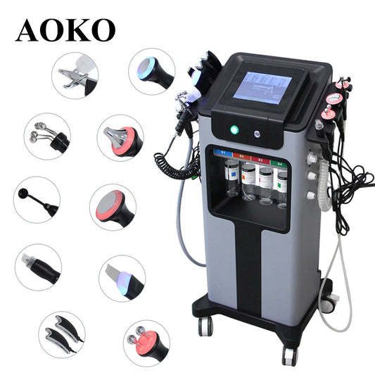 Máquina AOKO 10 em 1 Hidrodermabrasão - Peeling Aquático Ultrassom Oxigenação Facial