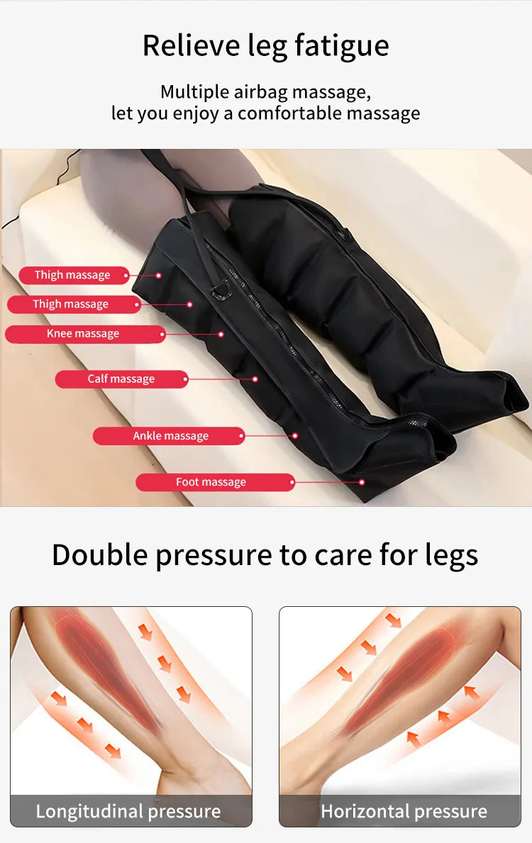 Botas Pressoterapia Pernas com Controlo Remoto - Massagem Compressão Pneumática Relaxamento Profundo