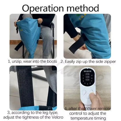 Electric Leg Massager Heat Compress Compression Foot Leg Recovery Boots for Improved Leg Blood Circulation With Remote Control
