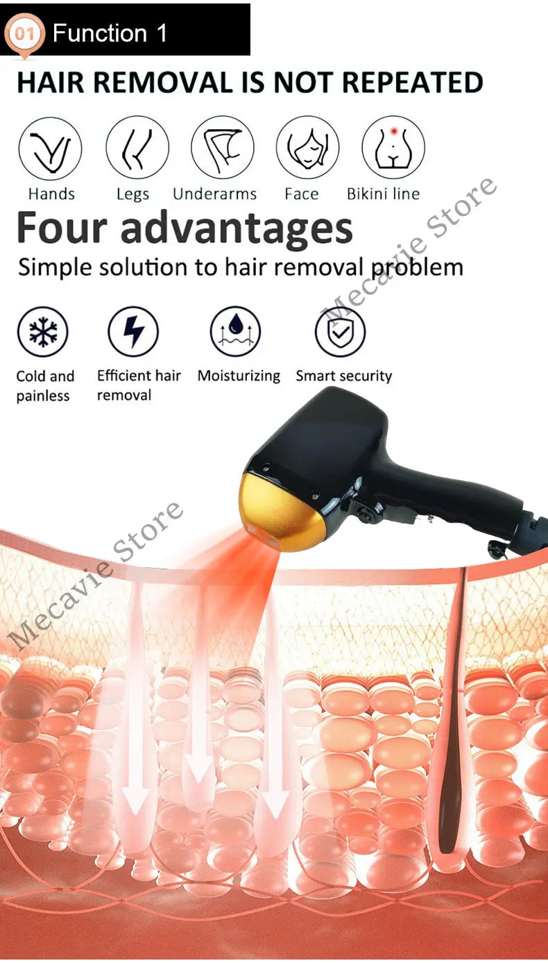 Máquina Laser 4 em 1 - Diodo Pico 808nm Peeling Carbono RF IPL Remoção Tatuagens