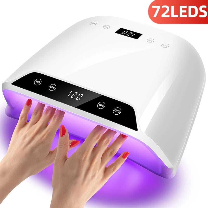 Lâmpada de Secagem de Unhas Profissional UV LED para Manicure 72LEDS Máquina de Secagem de Verniz Gel para Unhas com Sensor Automático Ferramenta de Salão de Manicure