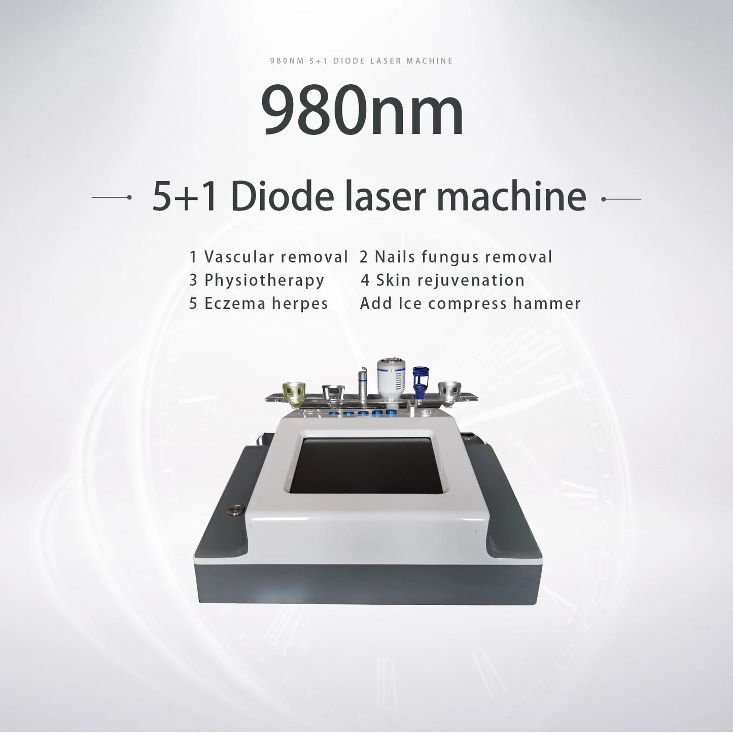 Newest 6 in 1 980nm Diode Laser Therapy Machine Vascular Removal Spider Vein Removal Machine Nail Fungus Laser Onychomycosis