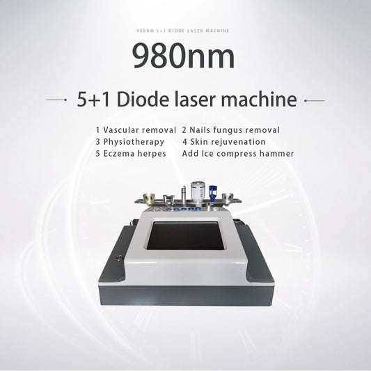 Newest 6 in 1 980nm Diode Laser Therapy Machine Vascular Removal Spider Vein Removal Machine Nail Fungus Laser Onychomycosis