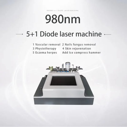 Newest 6 in 1 980nm Diode Laser Therapy Machine Vascular Removal Spider Vein Removal Machine Nail Fungus Laser Onychomycosis