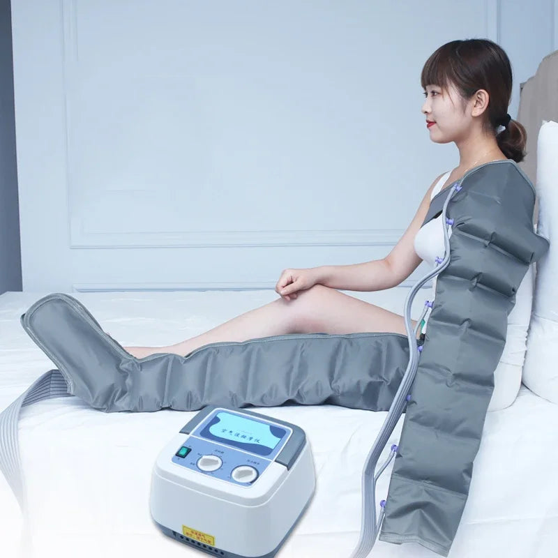 Massageador de Pressoterapia com 8 Airbags - Compressão de Ar para Pernas e Pés com Vibração e Terapia Infravermelha