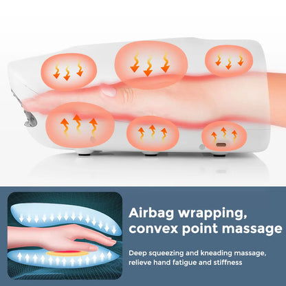 Massageador Inteligente de Mãos Sem Fios - Pressão de Ar, Vibração e Compressão Térmica