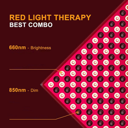 Painel LED Vermelho Fototerapia 660nm/850nm - Lâmpada Aquecimento Fisioterapia Doméstica 45W