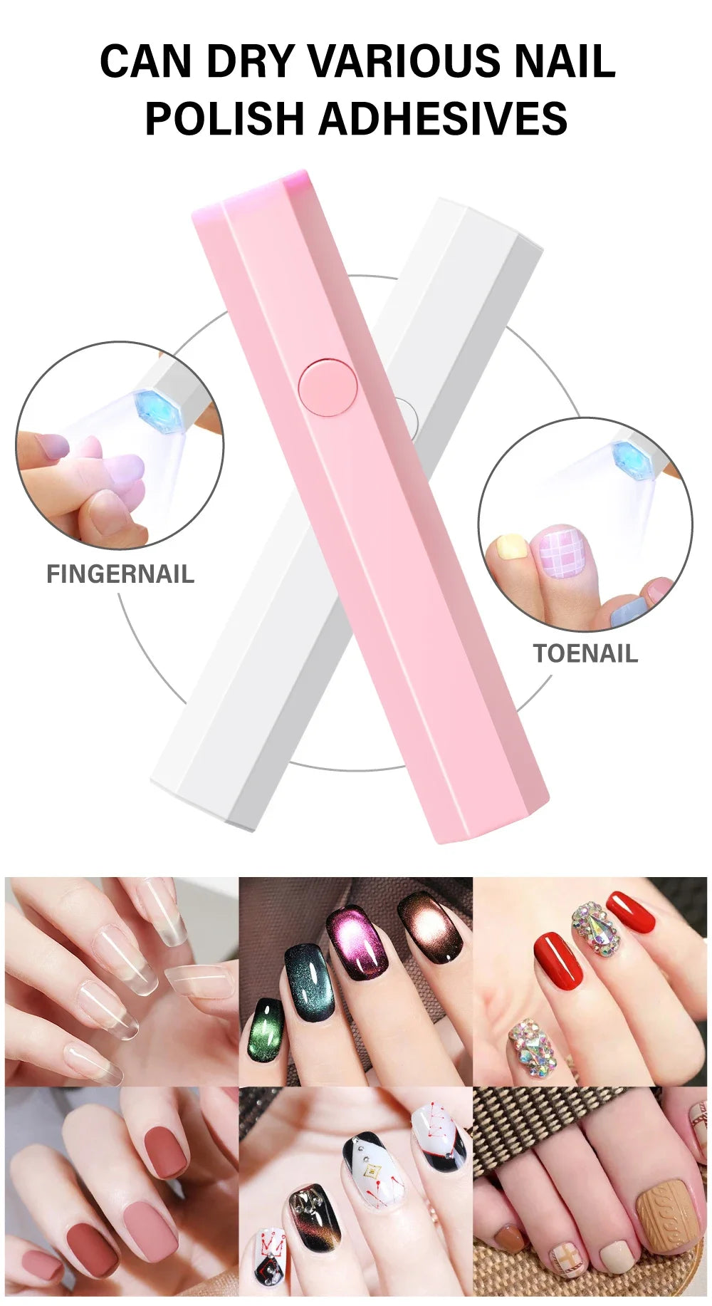 Lâmpada Portátil de Mão Mini para Unhas para Todo Verniz Gel Secagem Rápida Máquina Secadora de Unhas USB Lâmpada UV LED para Unhas Mini Caneta Lanterna