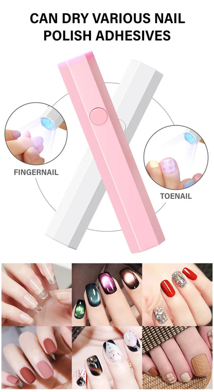 Lâmpada Portátil de Mão Mini para Unhas para Todo Verniz Gel Secagem Rápida Máquina Secadora de Unhas USB Lâmpada UV LED para Unhas Mini Caneta Lanterna