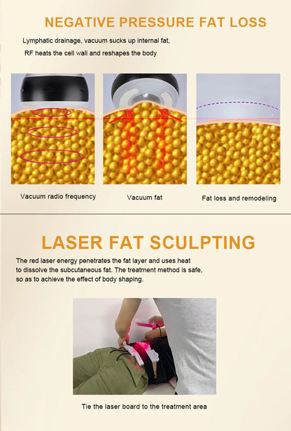 Máquina Estética 9 em 1 - Cavitação 40K Radiofrequência Vácuo Laser Emagrecimento Corporal