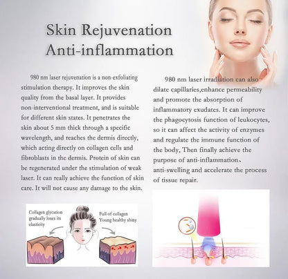 980Nm Laser Diode Vascular Spider Varicose Vein Removal Machine Treatment Fungi Physiotherapy For Nail Lipolisi Commercial Salon