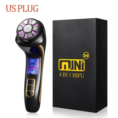 Máquina HIFU Mini 4 em 1 3ª Geração - EMS Aquecimento Massageador Facial Corpo Ultrassom