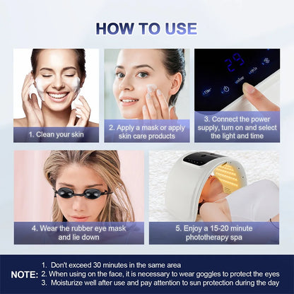 Máquina LED Fóton 7 Cores com Nano Spray - Máscara Hidratante Rosto e Corpo Salão SPA Casa