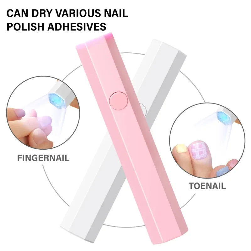 Lâmpada Portátil de Mão Mini para Unhas para Todo Verniz Gel Secagem Rápida Máquina Secadora de Unhas USB Lâmpada UV LED para Unhas Mini Caneta Lanterna