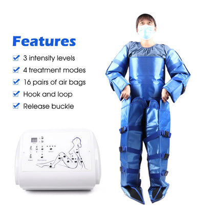 Máquina de Pressoterapia a Vácuo com Drenagem Linfática, Ondas de Pressão de Ar, Compressão de Ar, Massageador de Cintura e Corpo, Relaxamento Muscular das Pernas