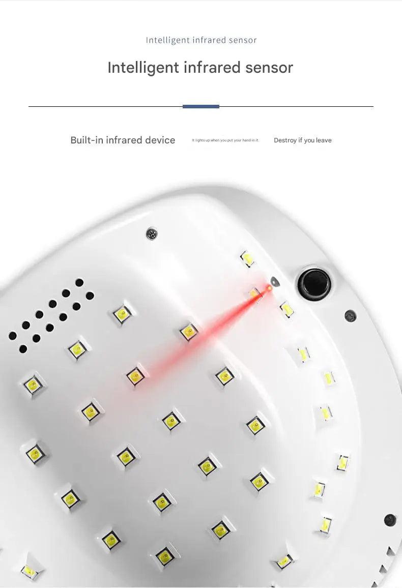 Lâmpada para Unhas 86W UV LED Luz Vermelha com Sensor Inteligente - Secador Portátil de Cura Rápida de Verniz Gel para Uso Doméstico e Salão