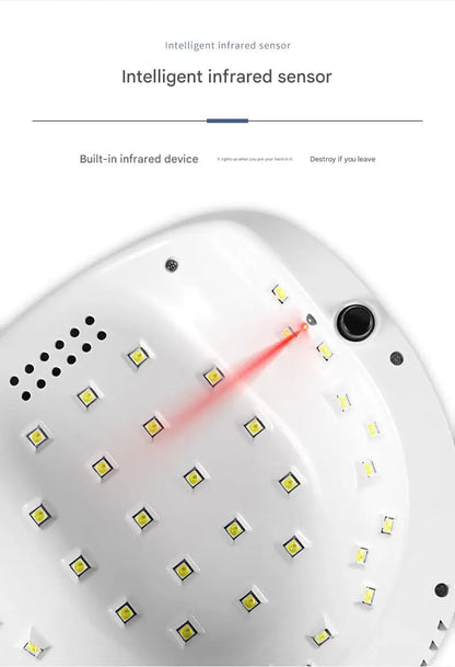 Lâmpada para Unhas 86W UV LED Luz Vermelha com Sensor Inteligente - Secador Portátil de Cura Rápida de Verniz Gel para Uso Doméstico e Salão