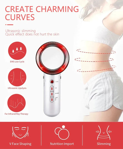 Massageador Ultrassónico 3 em 1 - Cavitação EMS Anti-Celulite com Infravermelho