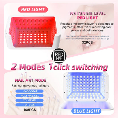 140 Contas Lâmpada Profissional UV LED para Unhas 480W Lâmpada de Cura Rápida de Verniz Gel com Tela de Display LCD Sensor Inteligente