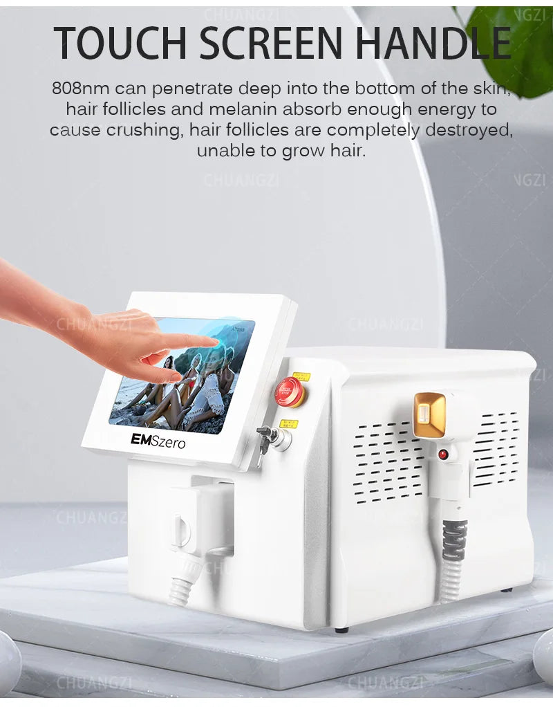 Máquina Depiladora Laser Diodo 808nm/755nm/1064nm - Pele Sensível Segura Indolor Depilação Permanente Alta Potência