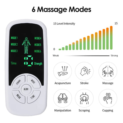 Estimulador Muscular Elétrico EMS - Luvas Massagem Elétrodos Terapia Meridiana Digital