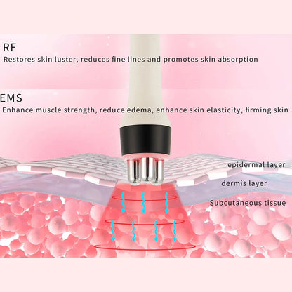 Dispositivo EMS Lifting Facial Ultrassónico - Radiofrequência Anti-Rugas para Rosto e Pescoço
