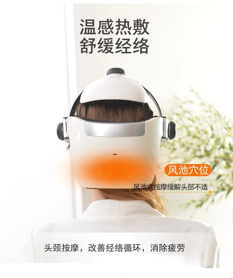Capacete Massageador de Cabeça - Pressão de Ar, Vibração e Compressão Térmica