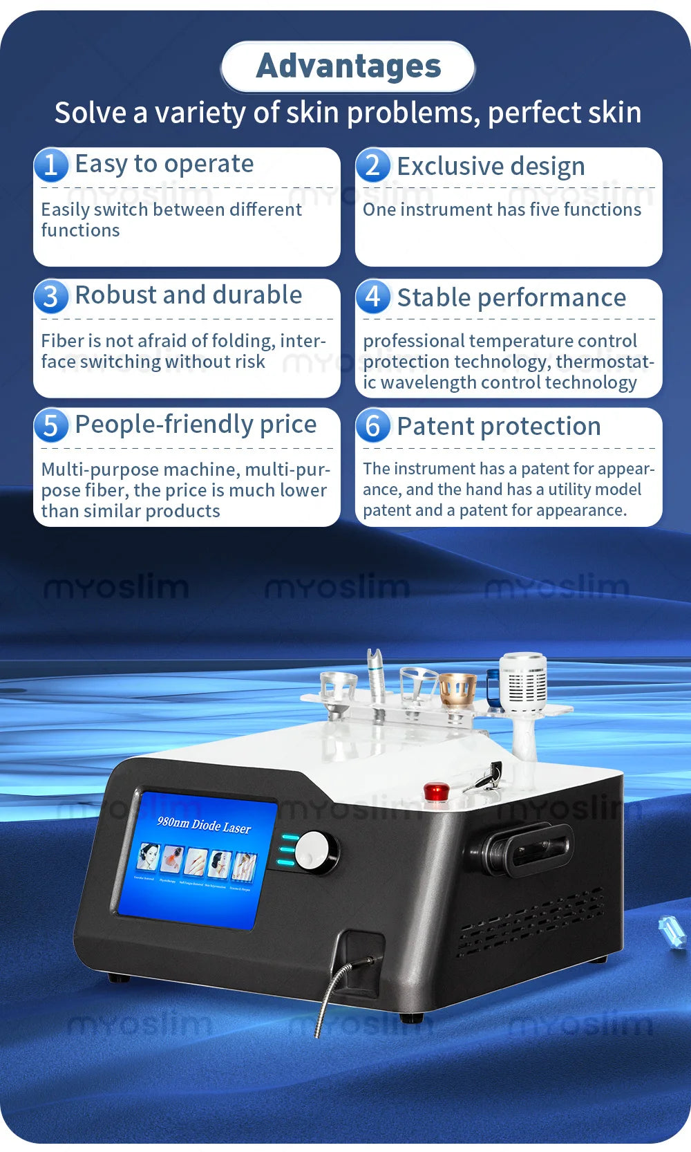 980nm Laser Diode Vascular Spider Varicose Vein Removal Machine Treatment Fungi Physiotherapy For Commercial Salon