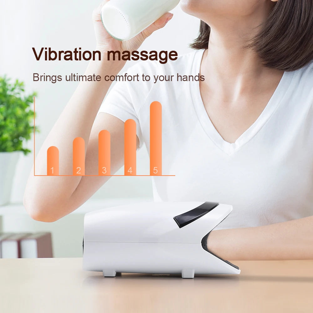 Massageador Inteligente de Mãos Sem Fios - Pressão de Ar, Vibração e Compressão Térmica