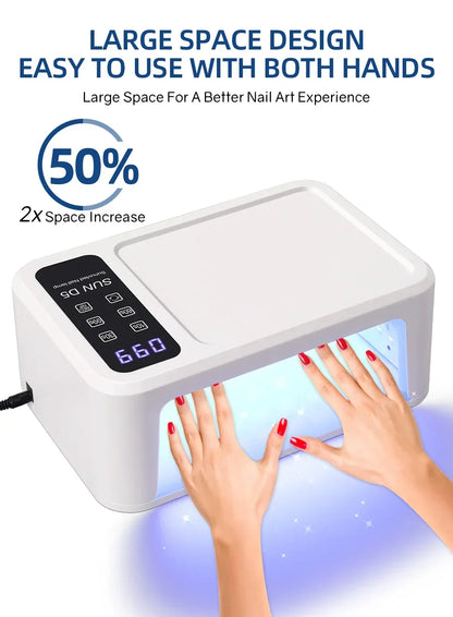 140 Contas Lâmpada Profissional UV LED para Unhas 480W Lâmpada de Cura Rápida de Verniz Gel com Tela de Display LCD Sensor Inteligente