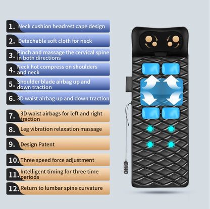 Upgrade Large Area Vibration Airbag Swing Heated Neck Massager Full Body Massage Mat Mattress Traction Lumbar with Remote Contro