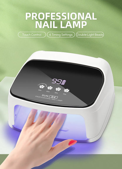 Lâmpada Profissional para Unhas 288W para Curar Gel Recarregável Lâmpada UV LED para Unhas Sem Fio 66LEDS Lâmpada de Secagem de Unhas com 4 Configurações de Temporizador