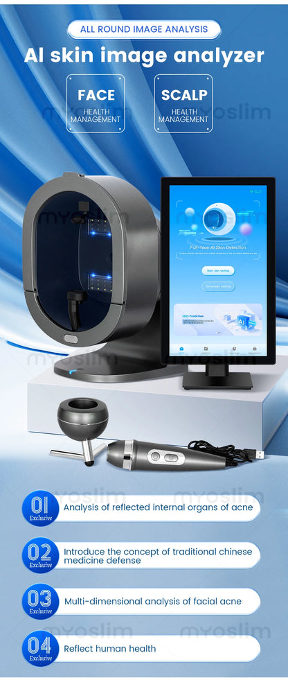 Analisador 3D Facial AI 15.6/21.5 Polegadas - Máquina Análise Pele Inteligência Artificial Scanner Couro Cabeludo