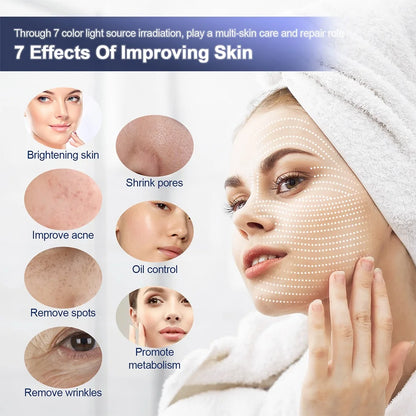 Máquina LED Fóton 7 Cores com Nano Spray - Máscara Hidratante Rosto e Corpo Salão SPA Casa