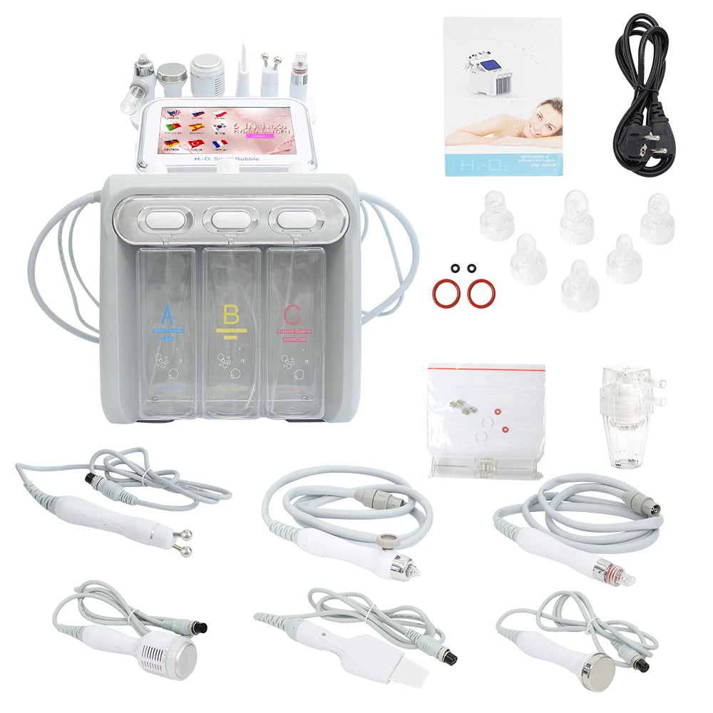 Máquina Dermabrasão Hidrogénio Oxigénio 7 em 1 - Limpeza Profunda Jato Água Diamante Facial
