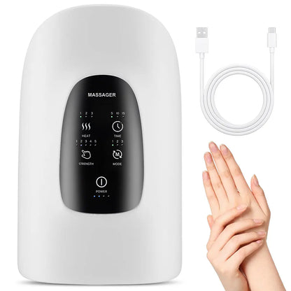Massageador Inteligente de Mãos Sem Fios - Pressão de Ar, Vibração e Compressão Térmica