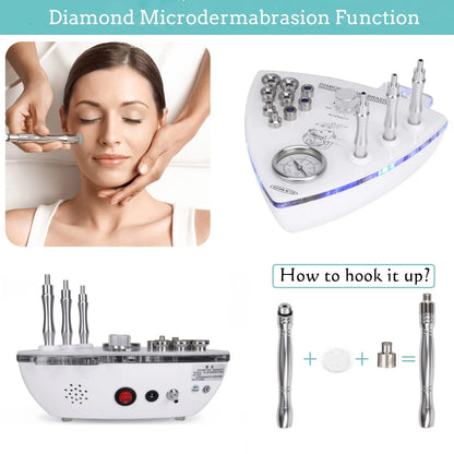 Máquina Microdermoabrasão Diamante Profissional - 65-68cmHg com 9 Pontas para Esfoliação Facial