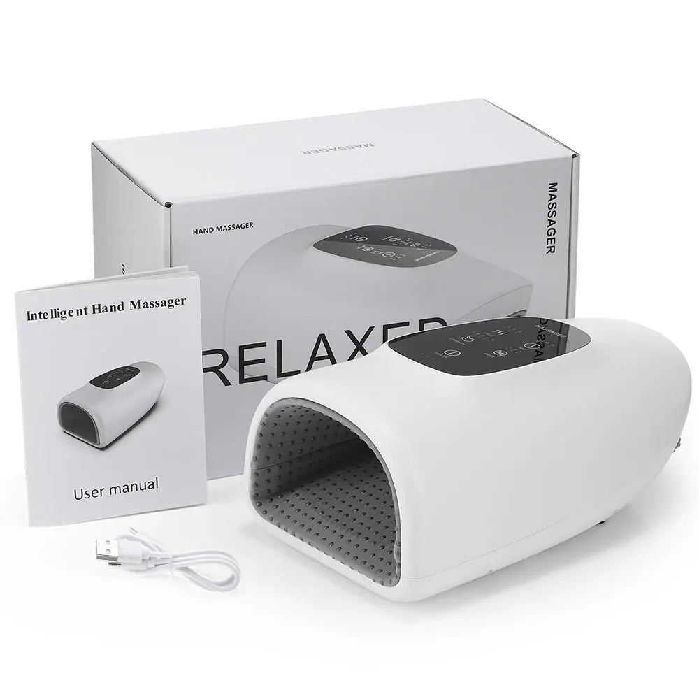 Massageador Inteligente de Mãos Sem Fios - Pressão de Ar, Vibração e Compressão Térmica
