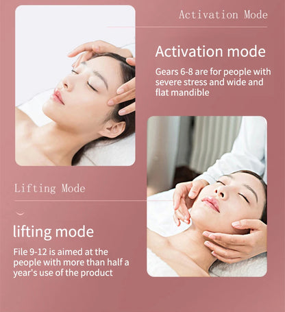 Dispositivo Lifting Facial LED Fototerapia - Massageador Vibracional Aquecido Papada Rosto V