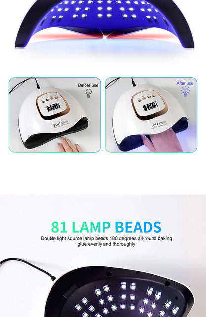 SUN X25MAX 81LED Lâmpada UV para Secagem de Unhas Cura Rápida Todo Verniz Gel para Unhas Secador de Luz UV Profissional Potente Salão de Manicure