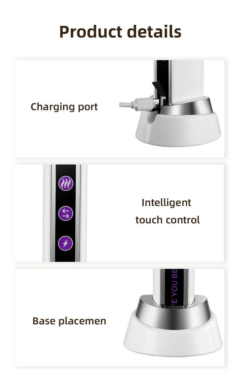 Massageador Facial EMS Aquecido com LED - Roller Rotativo Fototerapia Redução Poros Linhas Finas